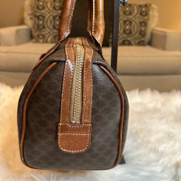 Authentic Celine Macadam Brown PVC / Leather Boston Hand Bag - Picture 4 of 15